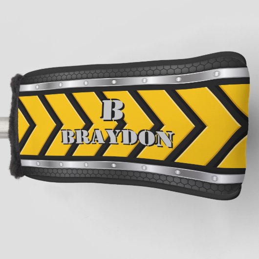 Ändern der anfänglichen schwarz-gelben Silber-Pfei Golf Headcover (Vorderseite)