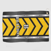 Ändern der anfänglichen schwarz-gelben Silber-Pfei Golfhandtuch (Horizontal)