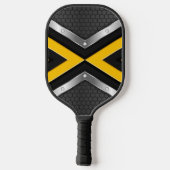 Ändern der anfänglichen schwarzen, gelben Silberpf Pickleball Schläger (Rückseite)