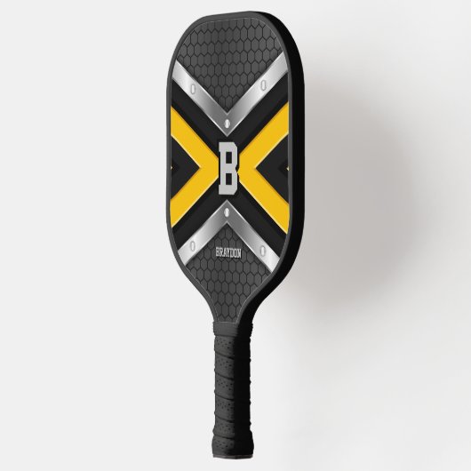 Ändern der anfänglichen schwarzen, gelben Silberpf Pickleball Schläger (Links)