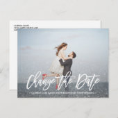 ÄNDERN DER DATUM typografie Glitzer Silber Foto Ankündigungspostkarte (Vorne/Hinten)