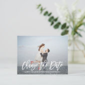 ÄNDERN DER DATUM typografie Glitzer Silber Foto Ankündigungspostkarte (Stehend Vorderseite)