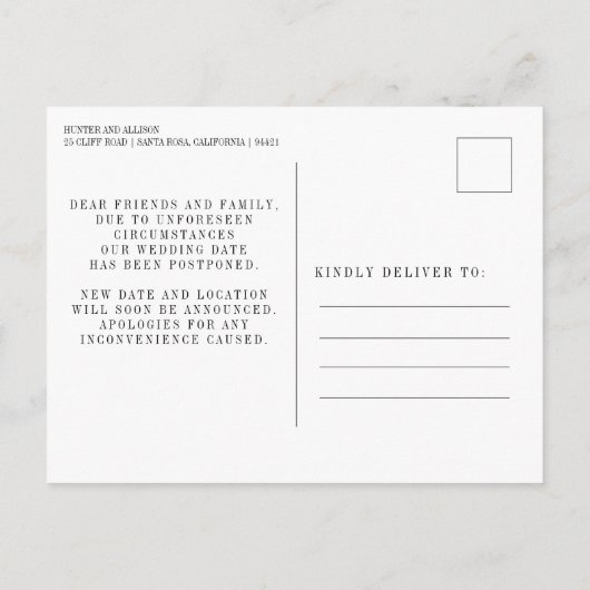 Ändern der Datumskarte Einladungspostkarte (Rückseite)