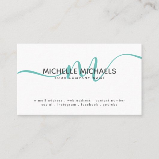 Ändern der FARBE Minimal Monogram Script Einfach A Visitenkarte (Vorderseite)