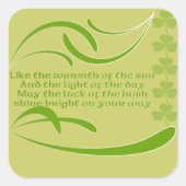 Ändern der Hintergrundfarbe Irish Segen Quadratischer Aufkleber (Vorderseite)