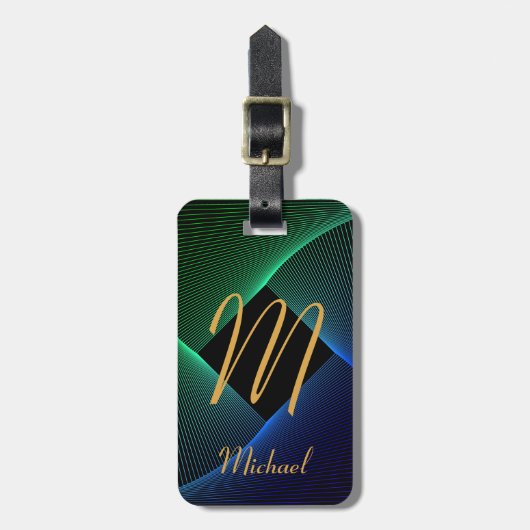 Ändern des anfänglichen geometrischen grünen blaue gepäckanhänger (Vorderseite vertikal)