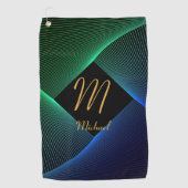 Ändern des anfänglichen geometrischen grünen blaue golfhandtuch (Vorderseite)