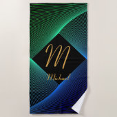 Ändern des anfänglichen geometrischen grünen blaue strandtuch (Vorderseite)