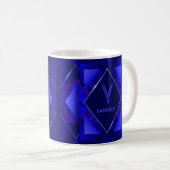 Ändern des anfänglichen Namens Geometric Blue V W  Kaffeetasse (VorderseiteRechts)