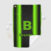 Ändern des anfänglichen Namens Grün und Schwarz St Golfhandtuch (Insitu)