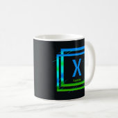Ändern des Anfangsnamens Blue Green Squares X Y Z Kaffeetasse (VorderseiteRechts)