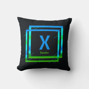 Ändern des Anfangsnamens Blue Green Squares X Y Z Kissen