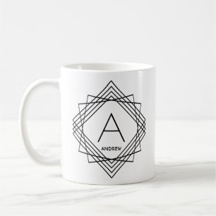 Ändern des Anfangsnamens Classic Geometric A B C D Kaffeetasse