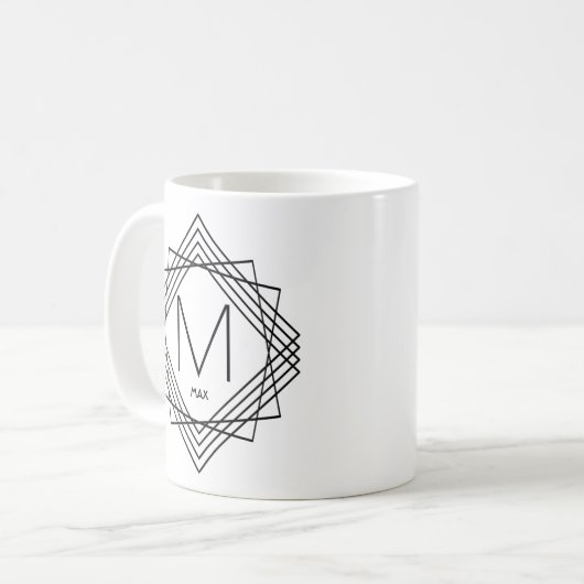 Ändern des Anfangsnamens Classic Geometric M N O P Kaffeetasse (Vorderseite Links)