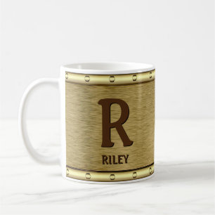 Ändern des Anfangsnamens O P Q R T Metall braun Kaffeetasse
