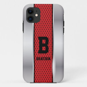 Ändern des Anfangsnamens Silver Gray Red Texture Case-Mate iPhone Hülle