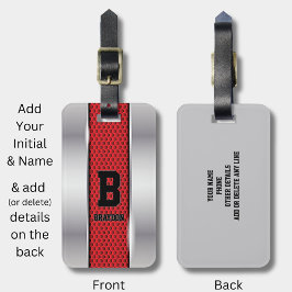 Ändern des Anfangsnamens Silver Gray Red Texture Gepäckanhänger