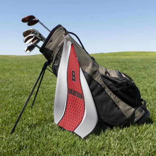 Ändern des Anfangsnamens Silver Gray Red Texture Golfhandtuch (Gras)