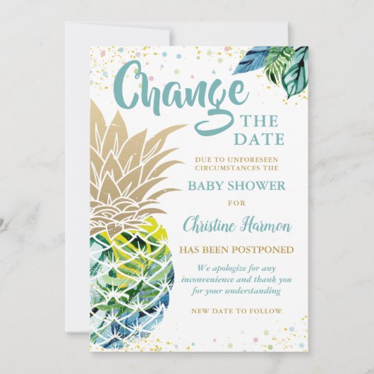 Ändern des Datums Ankündigung Ananas Baby Dusche (Vorderseite)
