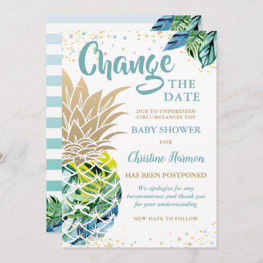 Ändern des Datums Ankündigung Ananas Baby Dusche (Vorne/Hinten)