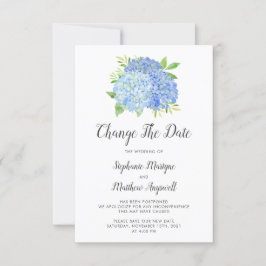 Ändern des Datums Blue Hydrangea Hochzeit Save The Date