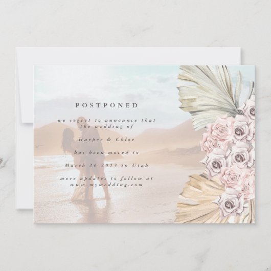 Ändern des Datums Bohemische Pampas verschoben das Save The Date (Vorderseite)