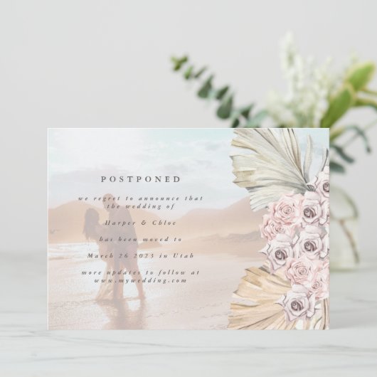 Ändern des Datums Bohemische Pampas verschoben das Save The Date (Stehend Vorderseite)