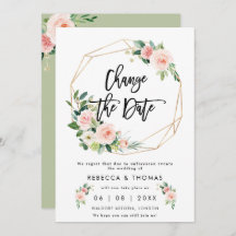 Ändern des Datums Boho Floals Hochzeitseinladung