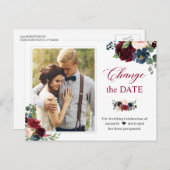 Ändern des Datums Burgundy Blush Navy Foto Postkarte (Vorne/Hinten)