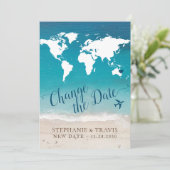 Ändern des Datums der Beach-Hochzeit in Urlaubsort Ankündigung (Stehend Vorderseite)