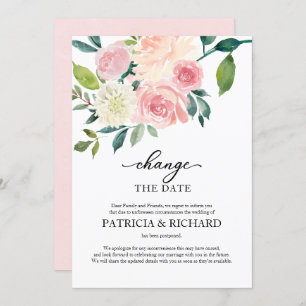 Ändern des Datums der Blush Floral Hochzeit Einladung