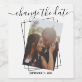 Ändern des Datums der Hochzeit von Typografie-Foto Weinetikett (Einzelnes Label)