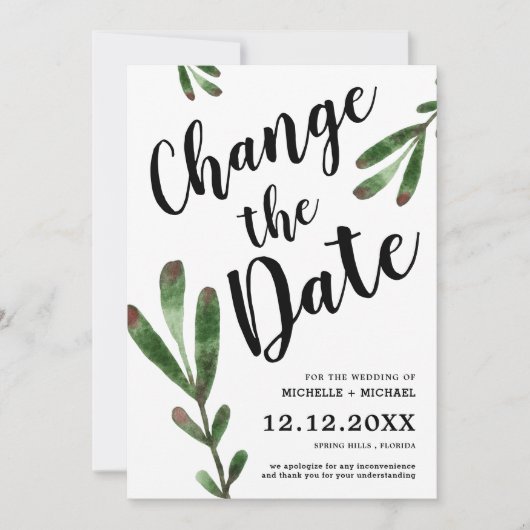 Ändern des Datums der Hochzeitverlängerung Save The Date (Vorderseite)