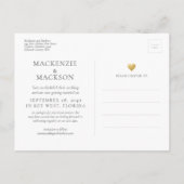 Ändern des Datums Einfache Goldherzen Hochzeit Ankündigungspostkarte (Rückseite)