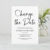 Ändern des Datums Einfache Hochzeit verschoben Einladung (Stehend Vorderseite)