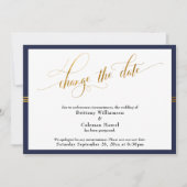 Ändern des Datums Eleganter Marine mit Gold Stripe Einladung (Vorderseite)