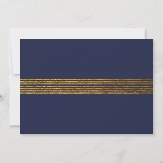 Ändern des Datums Eleganter Marine mit Gold Stripe Einladung (Rückseite)