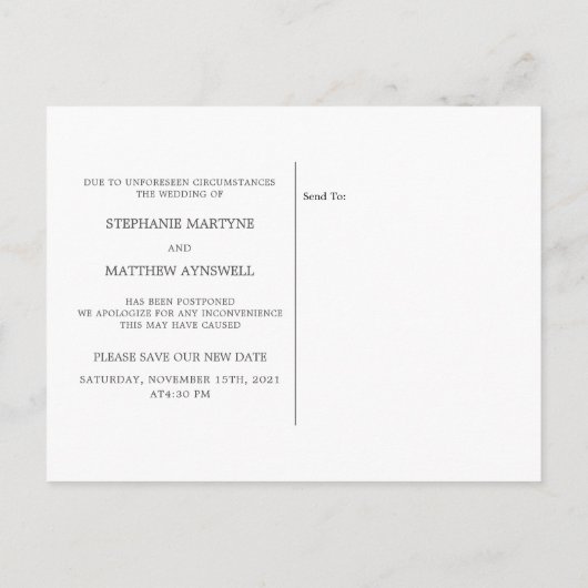 Ändern des Datums geometrischer Hydrangea Hochzeit Ankündigungspostkarte (Rückseite)