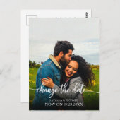 Ändern des Datums Hochzeit verschoben Elegante Skr Postkarte (Vorne/Hinten)