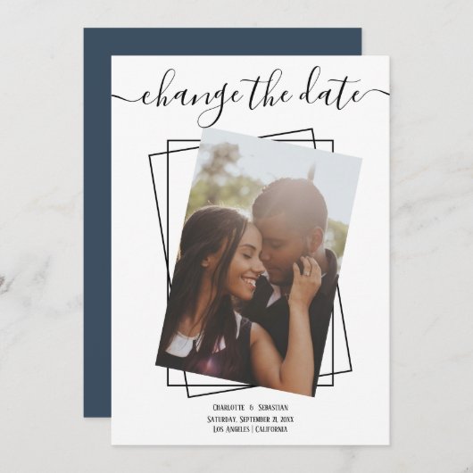 Ändern des Datums, in dem das Foto Hochzeitskarte Save The Date (Vorne/Hinten)