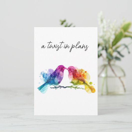 Ändern des Datums LGBTQ+ Rainbow Lovebirds Begleitkarte (Stehend Vorderseite)