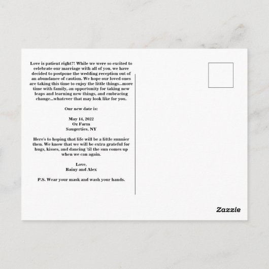 Ändern des Datums lustiger Postkarten (Rückseite)