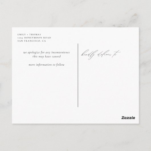 Ändern des Datums Minimalistische moderne Kalligra Postkarte (Rückseite)