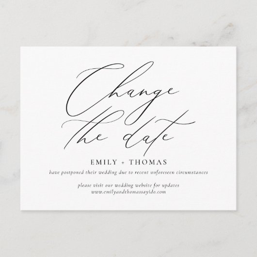 Ändern des Datums Minimalistische moderne Kalligra Postkarte (Vorderseite)