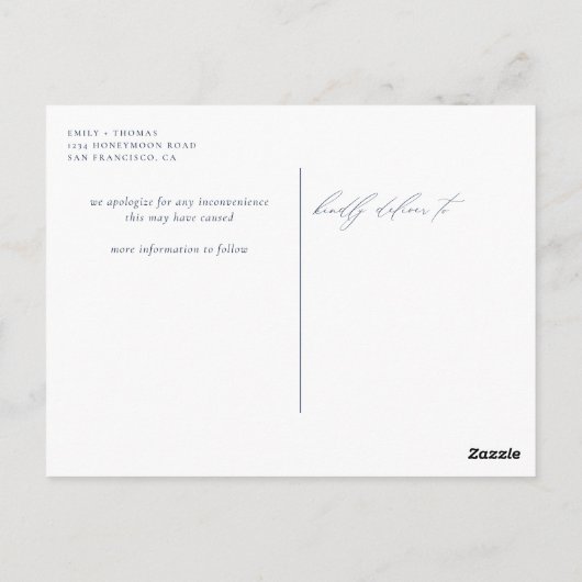 Ändern des Datums Minimalistische moderne Kalligra Postkarte (Rückseite)