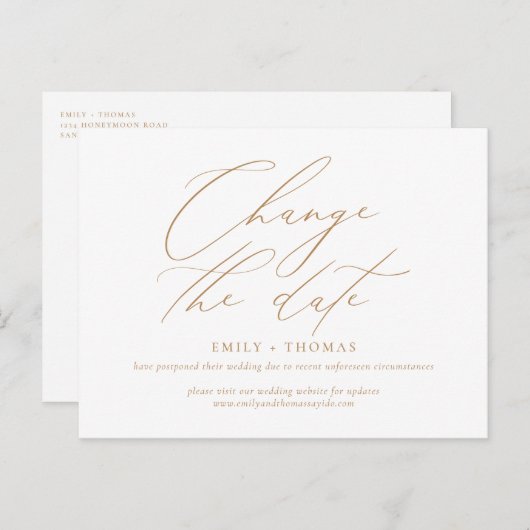 Ändern des Datums Minimalistischer moderner Kallig Postkarte (Vorne/Hinten)