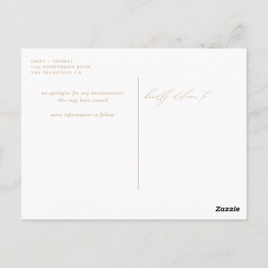 Ändern des Datums Minimalistischer moderner Kallig Postkarte (Rückseite)