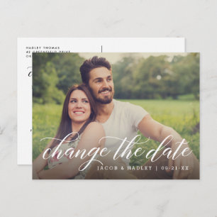 Ändern des Datums Moderne Kalligrafie Hochzeitssze Ankündigungspostkarte