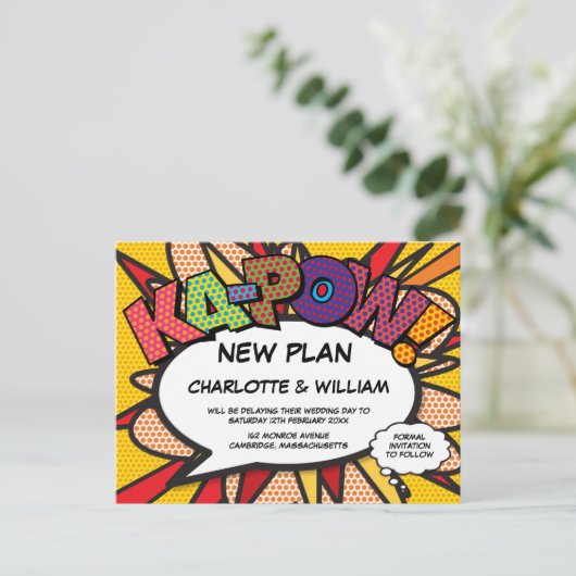 Ändern des Datums Moderner Comic Buchspass Postkarte (Stehend Vorderseite)