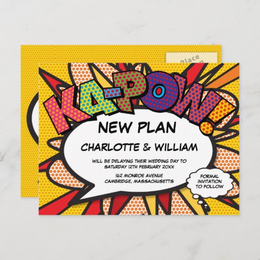 Ändern des Datums Moderner Comic Buchspass Postkarte (Vorne/Hinten)